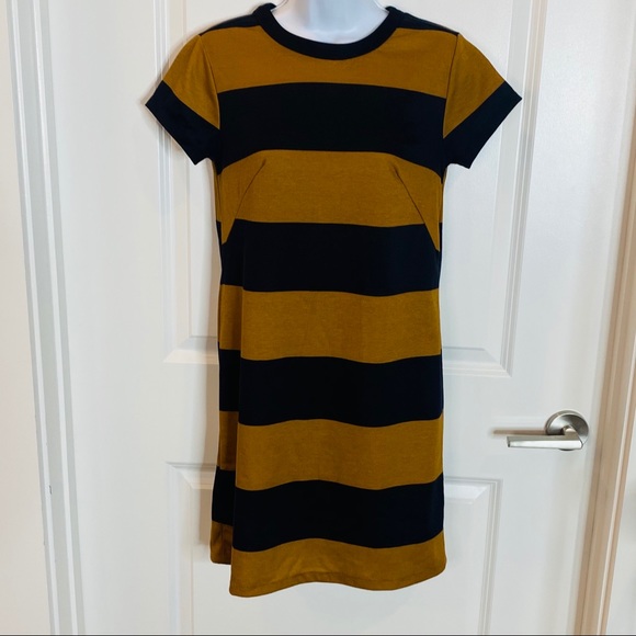 Black & Brown Striped Rugby Short Sleeve Dress - Picture 4 of 5